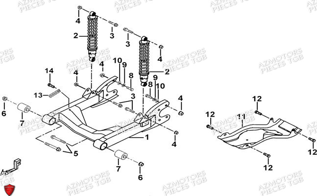 Suspension Arriere AZMOTORS Pieces TGB BLADE 470 SL (No Serie RFCFTGTBD...Type:FTG-HRE)