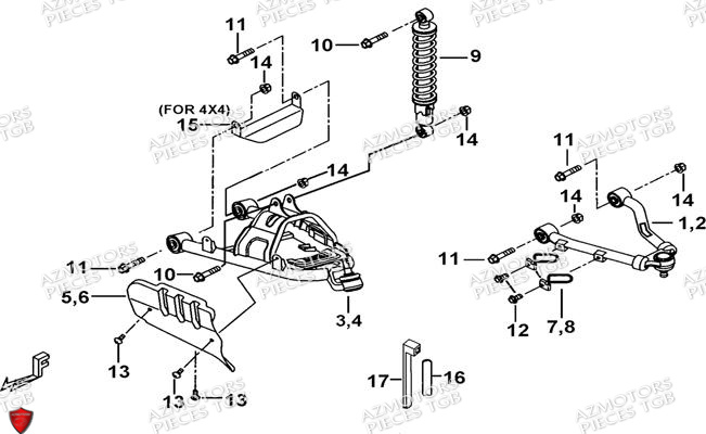Suspension Avant AZMOTORS Pieces TGB BLADE 470 SL (No Serie RFCFTGTBD...Type:FTG-HRE)