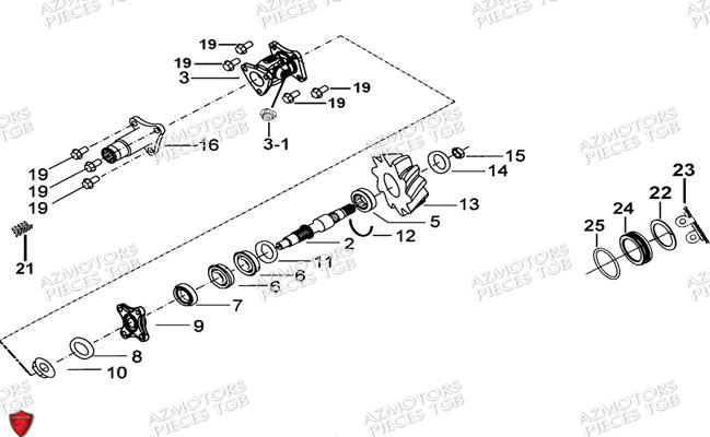 Systeme De Transmission AZMOTORS Pieces TGB BLADE 470 SL (No Serie RFCFTGTBD...Type:FTG-HRE)