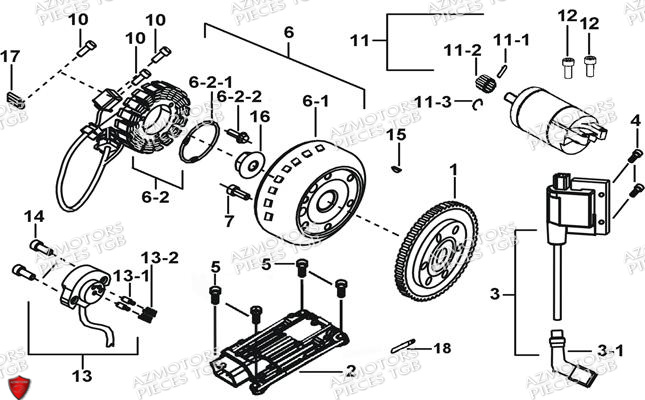 Systeme Electrique 1 AZMOTORS Pieces TGB BLADE 470 SL (No Serie RFCFTGTBD...Type:FTG-HRE)