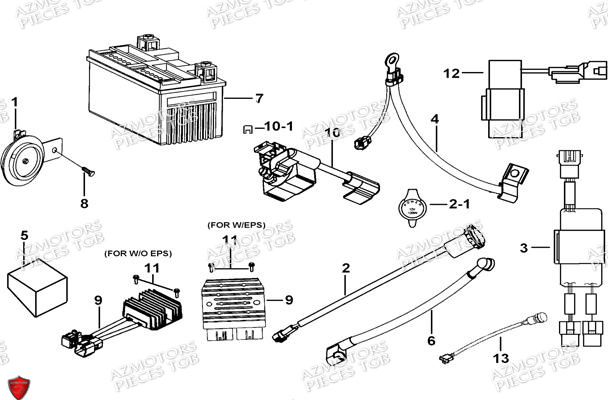 Systeme Electrique 3 AZMOTORS Pieces TGB BLADE 470 SL (No Serie RFCFTGTBD...Type:FTG-HRE)