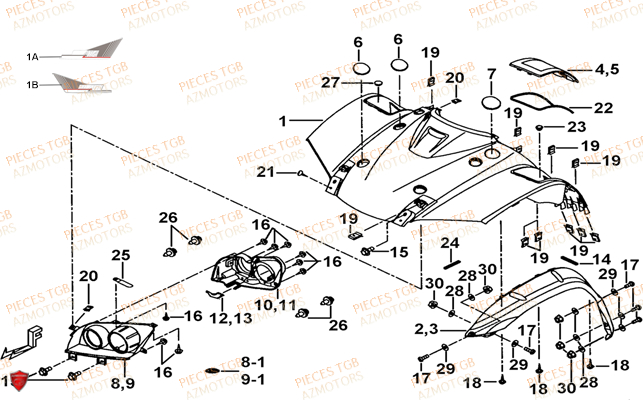 Carrosserie Avant TGB Pieces TGB BLADE 500 SL 4x4 2016 (No serie RFCFBGFTL.... Type FTG-D)