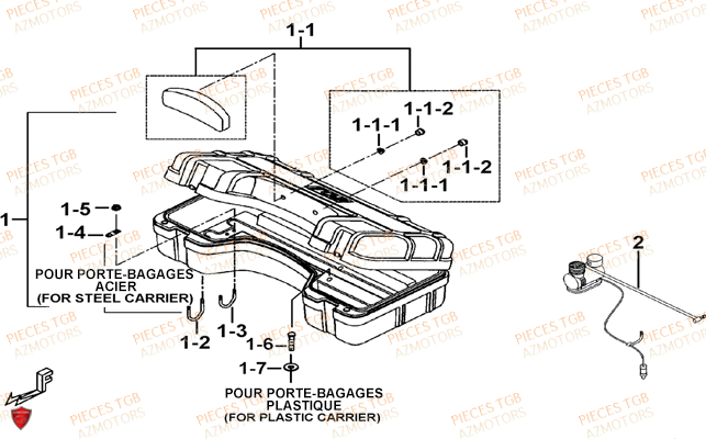 Coffre Arriere (option) AZMOTORS Pieces TGB BLADE 500 SL 4x4 2016 (No serie RFCFBGFTL.... Type FTG-D)