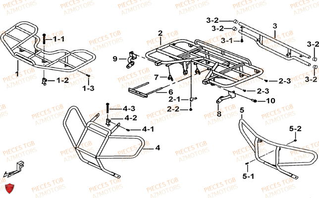 Porte Bagages (option) AZMOTORS Pieces TGB BLADE 500 SL 4x4 2016 (No serie RFCFBGFTL.... Type FTG-D)