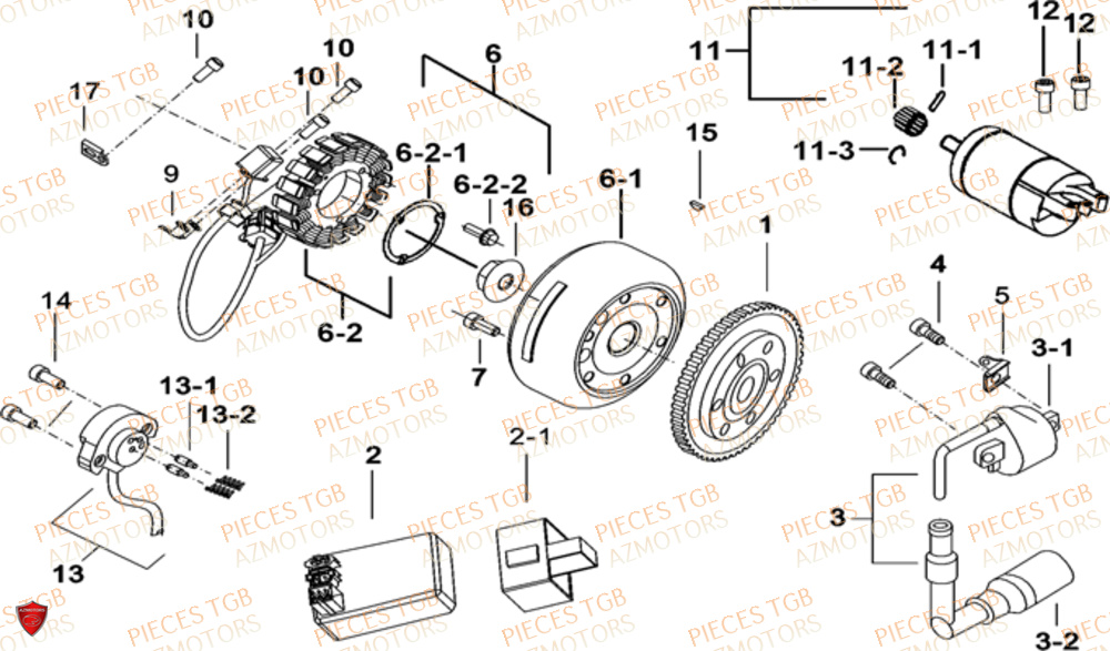 Allumage TGB Pieces TGB BLADE 500 SL CARBU
(No serie RFCFBGFTL.... Type FTG-HD)