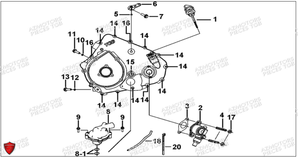 Cache Carter Moteur Gauche 2 TGB Pieces TGB BLADE 500 SL CARBU
(No serie RFCFBGFTL.... Type FTG-HD)