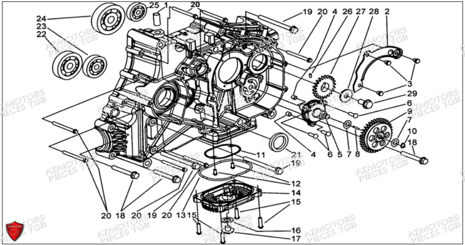 Carter Moteur Droit AZMOTORS Pieces TGB BLADE 500 SL CARBU
(No serie RFCFBGFTL.... Type FTG-HD)