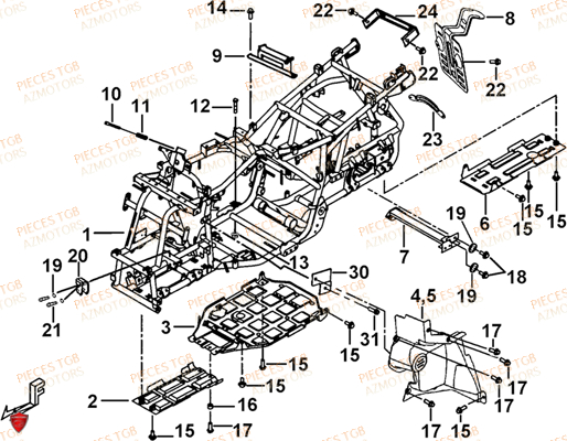 Chassis AZMOTORS Pieces TGB BLADE 500 SL CARBU
(No serie RFCFBGFTL.... Type FTG-HD)