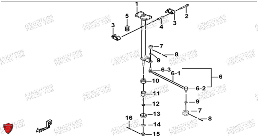 Colonne De Direction AZMOTORS Pieces TGB BLADE 500 SL CARBU
(No serie RFCFBGFTL.... Type FTG-HD)