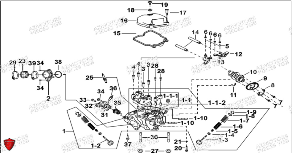 Culasse AZMOTORS Pieces TGB BLADE 500 SL CARBU
(No serie RFCFBGFTL.... Type FTG-HD)