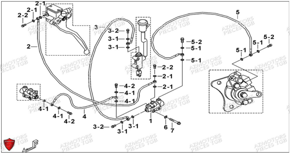 Distributeur Freinage Arriere AZMOTORS Pieces TGB BLADE 500 SL CARBU
(No serie RFCFBGFTL.... Type FTG-HD)