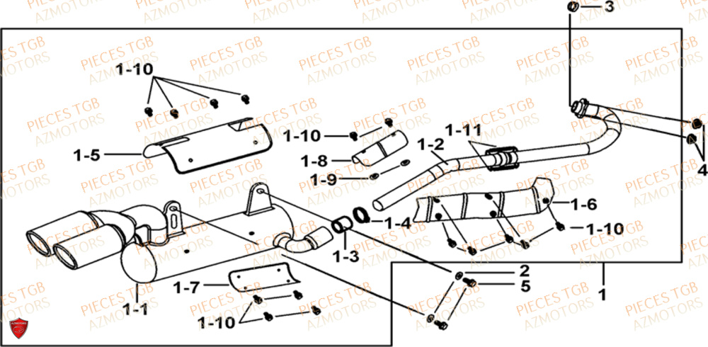 Echappement TGB Pieces TGB BLADE 500 SL CARBU
(No serie RFCFBGFTL.... Type FTG-HD)