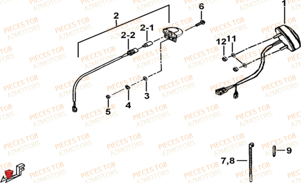 Eclairage Arriere TGB Pieces TGB BLADE 500 SL CARBU
(No serie RFCFBGFTL.... Type FTG-HD)