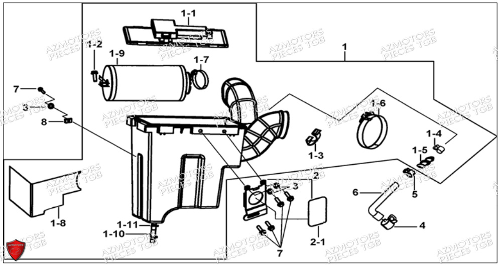 Ensemble Filtre A Air AZMOTORS Pieces TGB BLADE 500 SL CARBU
(No serie RFCFBGFTL.... Type FTG-HD)