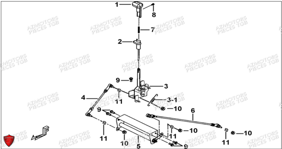 Levier De Vitesses AZMOTORS Pieces TGB BLADE 500 SL CARBU
(No serie RFCFBGFTL.... Type FTG-HD)