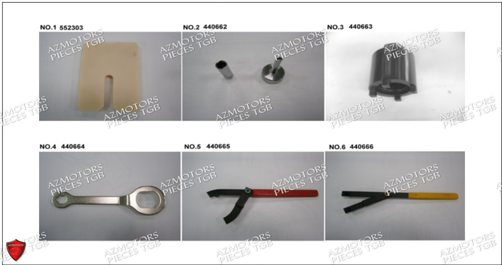 Outils 3 AZMOTORS Pieces TGB BLADE 500 SL CARBU
(No serie RFCFBGFTL.... Type FTG-HD)