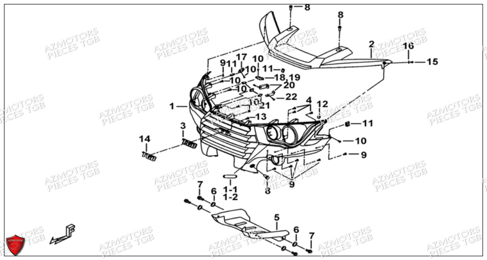 Pare Chocs AZMOTORS Pieces TGB BLADE 500 SL CARBU
(No serie RFCFBGFTL.... Type FTG-HD)