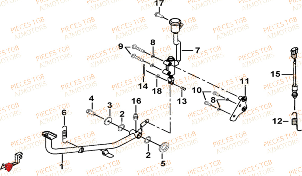 Pedale De Frein TGB Pieces TGB BLADE 500 SL CARBU
(No serie RFCFBGFTL.... Type FTG-HD)