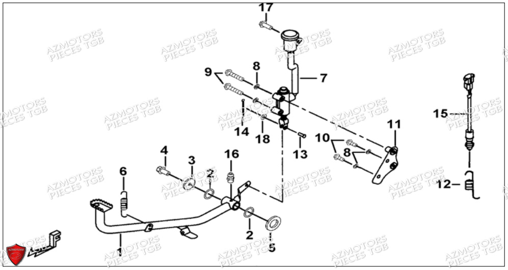 Pedale De Frein AZMOTORS Pieces TGB BLADE 500 SL CARBU
(No serie RFCFBGFTL.... Type FTG-HD)