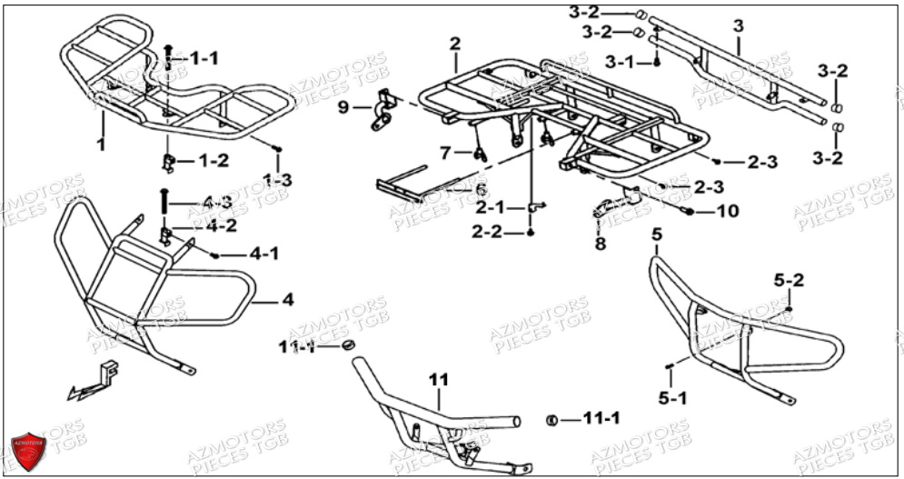 PORTE BAGAGES PARE CHOCS OPTION AZMOTORS BLADE 500 SL CARBU