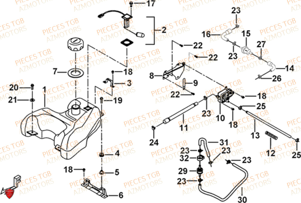 Reservoir TGB Pieces TGB BLADE 500 SL CARBU
(No serie RFCFBGFTL.... Type FTG-HD)