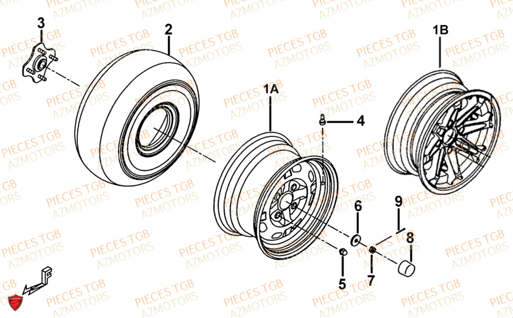 Roues Arriere TGB Pieces TGB BLADE 500 SL CARBU
(No serie RFCFBGFTL.... Type FTG-HD)