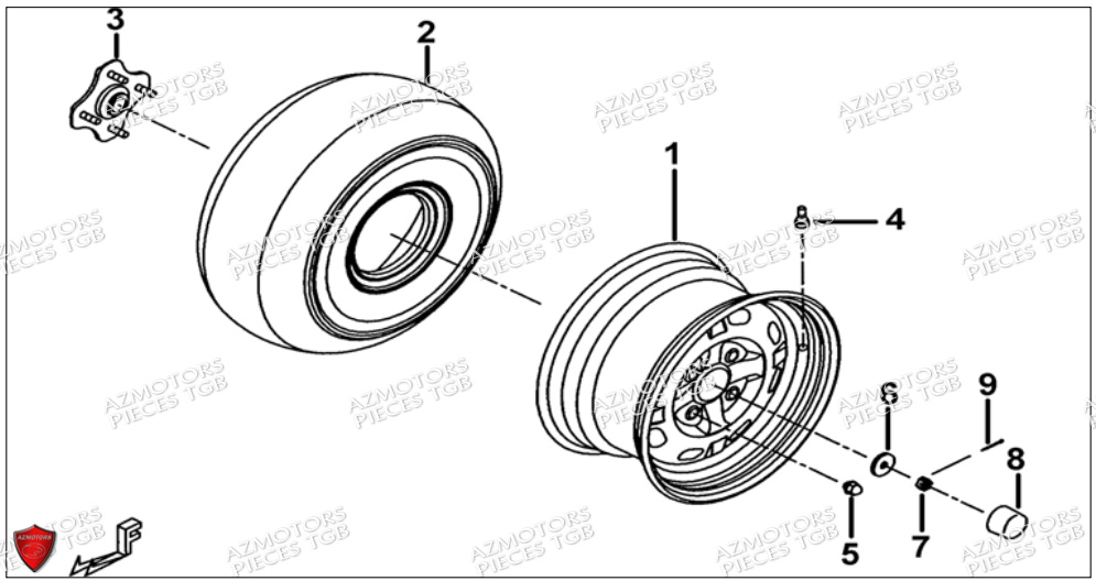 Roues Arriere AZMOTORS Pieces TGB BLADE 500 SL CARBU
(No serie RFCFBGFTL.... Type FTG-HD)