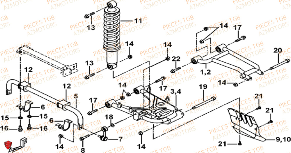 Suspension Arriere TGB Pieces TGB BLADE 500 SL CARBU
(No serie RFCFBGFTL.... Type FTG-HD)