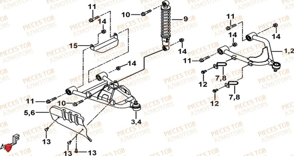 Suspension Avant TGB Pieces TGB BLADE 500 SL CARBU
(No serie RFCFBGFTL.... Type FTG-HD)