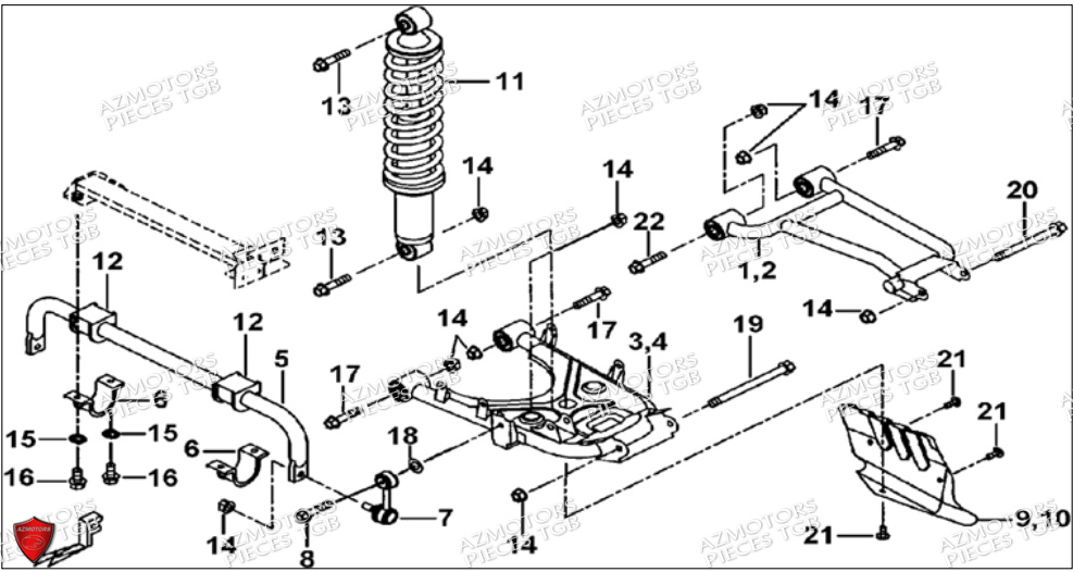 Suspension Arriere TGB Pieces TGB BLADE 500 SL CARBU
(No serie RFCFBGFTL.... Type FTG-HD)