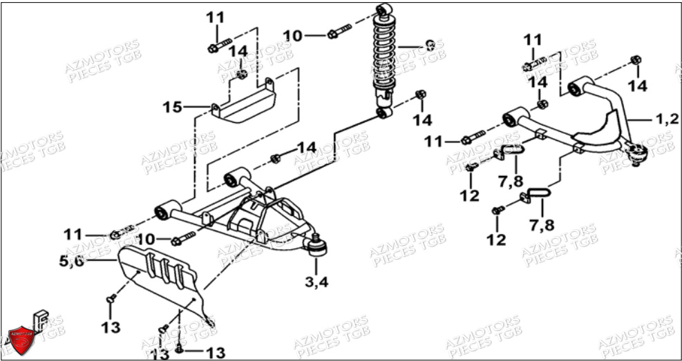 Suspension Avant AZMOTORS Pieces TGB BLADE 500 SL CARBU
(No serie RFCFBGFTL.... Type FTG-HD)