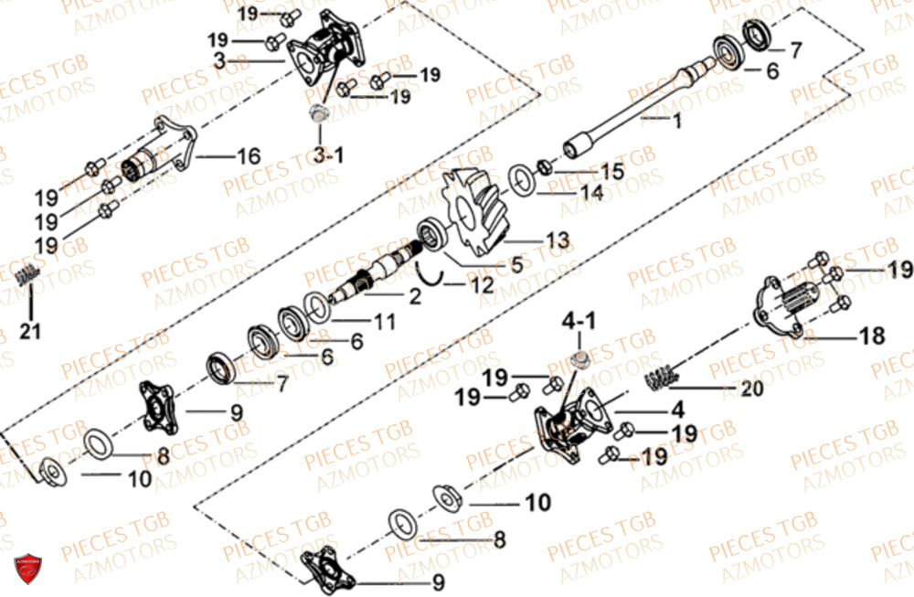 Transmission TGB Pieces TGB BLADE 500 SL CARBU
(No serie RFCFBGFTL.... Type FTG-HD)