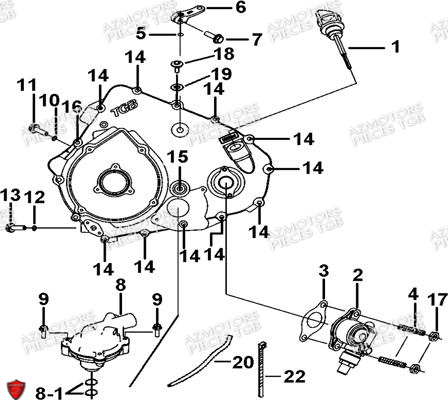 Cache Carter Moteur Gauche 2 AZMOTORS Pieces TGB BLADE 500 SL EFI (No Serie RFCFTGTBB...Type: FTG-HDE)