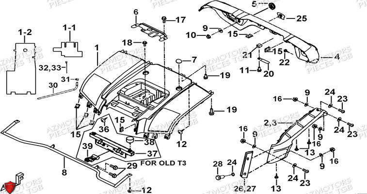 Carrosserie Arriere AZMOTORS Pieces TGB BLADE 500 SL EFI (No Serie RFCFTGTBB...Type: FTG-HDE)