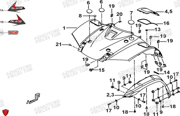 Carrosserie Avant AZMOTORS Pieces TGB BLADE 500 SL EFI (No Serie RFCFTGTBB...Type: FTG-HDE)