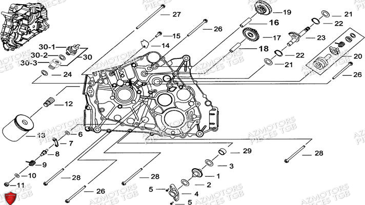 Carter Moteur Gauche 1 AZMOTORS Pieces TGB BLADE 500 SL EFI (No Serie RFCFTGTBB...Type: FTG-HDE)