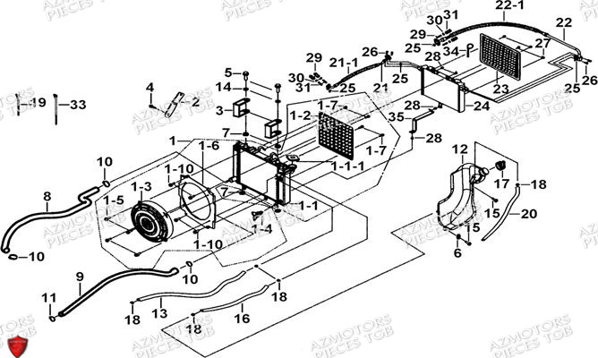Ensemble Refroidissement AZMOTORS Pieces TGB BLADE 500 SL EFI (No Serie RFCFTGTBB...Type: FTG-HDE)