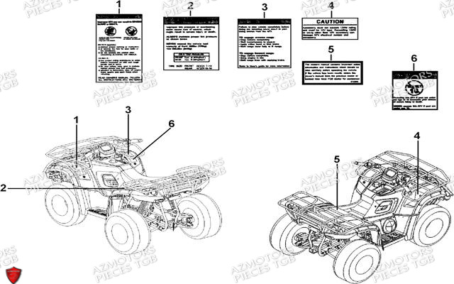 Etiquettes De Securite AZMOTORS Pieces TGB BLADE 500 SL EFI (No Serie RFCFTGTBB...Type: FTG-HDE)