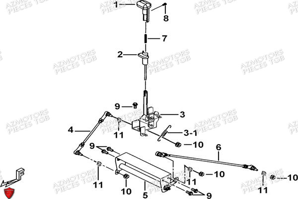 Levier De Vitesses AZMOTORS Pieces TGB BLADE 500 SL EFI (No Serie RFCFTGTBB...Type: FTG-HDE)