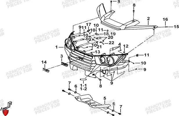 Pare Chocs AZMOTORS Pieces TGB BLADE 500 SL EFI (No Serie RFCFTGTBB...Type: FTG-HDE)