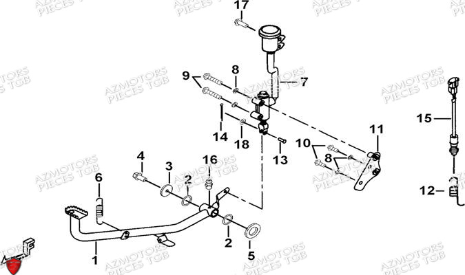 Pedale De Frein AZMOTORS Pieces TGB BLADE 500 SL EFI (No Serie RFCFTGTBB...Type: FTG-HDE)
