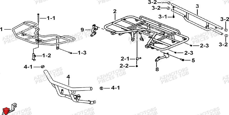 Porte Bagages Pare Chocs Option AZMOTORS Pieces TGB BLADE 500 SL EFI (No Serie RFCFTGTBB...Type: FTG-HDE)