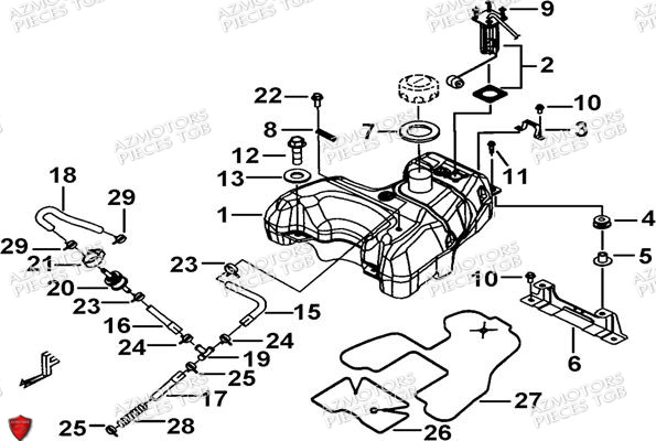 Reservoir A Carburant AZMOTORS Pieces TGB BLADE 500 SL EFI (No Serie RFCFTGTBB...Type: FTG-HDE)
