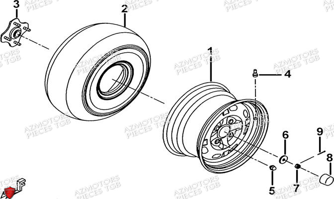 Roues Arriere AZMOTORS Pieces TGB BLADE 500 SL EFI (No Serie RFCFTGTBB...Type: FTG-HDE)