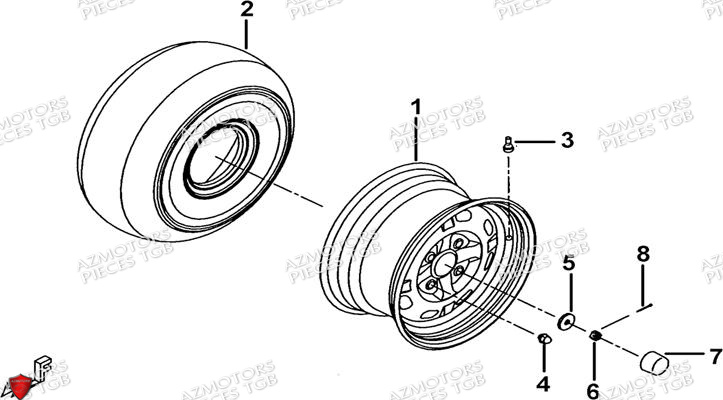 Roues Avant AZMOTORS Pieces TGB BLADE 500 SL EFI (No Serie RFCFTGTBB...Type: FTG-HDE)