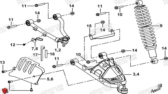 Suspension Avant AZMOTORS Pieces TGB BLADE 500 SL EFI (No Serie RFCFTGTBB...Type: FTG-HDE)