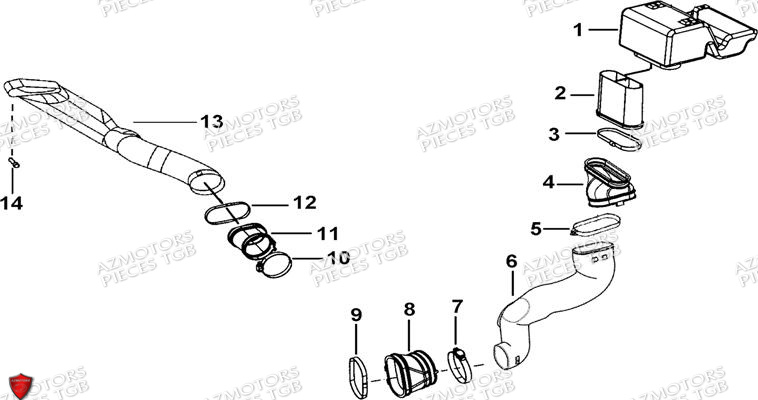Systeme Admission AZMOTORS Pieces TGB BLADE 500 SL EFI (No Serie RFCFTGTBB...Type: FTG-HDE)