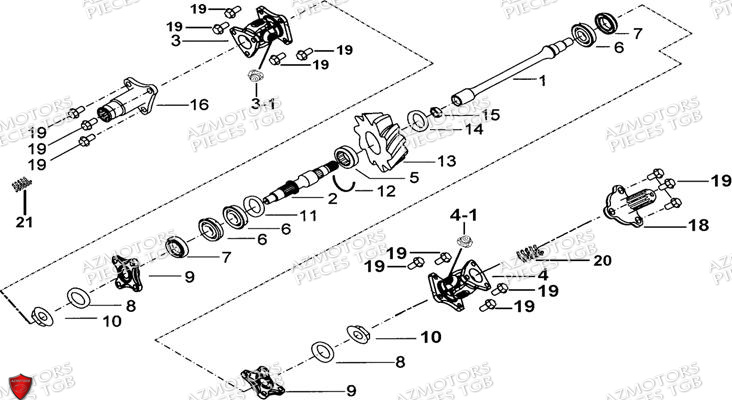 Systeme De Transmission AZMOTORS Pieces TGB BLADE 500 SL EFI (No Serie RFCFTGTBB...Type: FTG-HDE)
