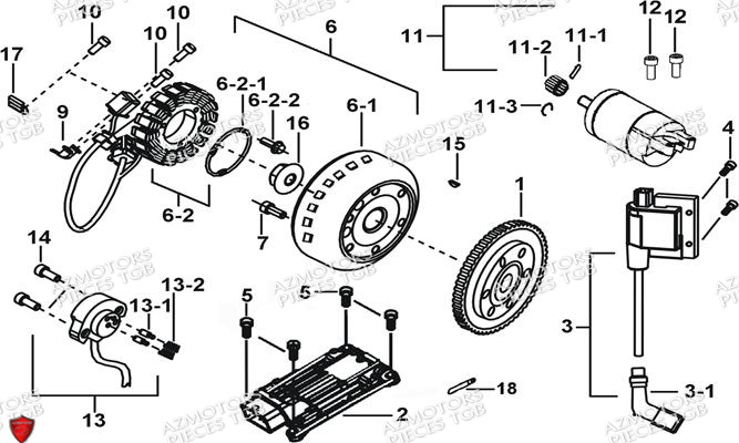 Systeme Electrique 1 AZMOTORS Pieces TGB BLADE 500 SL EFI (No Serie RFCFTGTBB...Type: FTG-HDE)