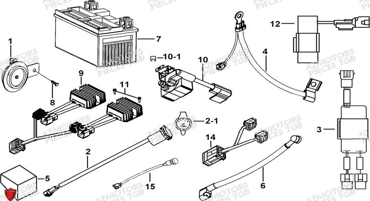 Systeme Electrique 3 AZMOTORS Pieces TGB BLADE 500 SL EFI (No Serie RFCFTGTBB...Type: FTG-HDE)